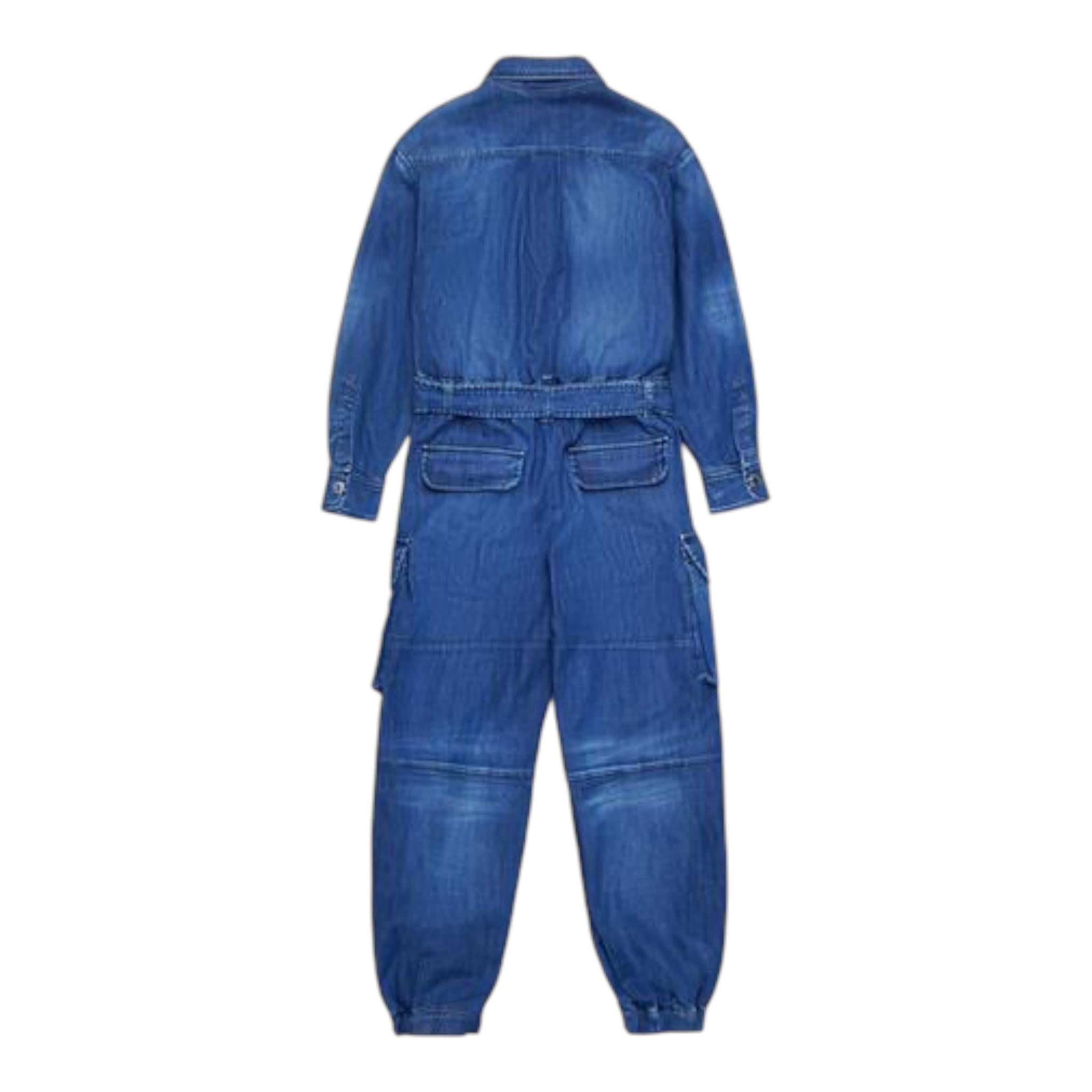 DSQUARED2 tuta intera in denim tinta unita con bottoni Blu per Bambina DQ2553 BLU DSQUARED2 