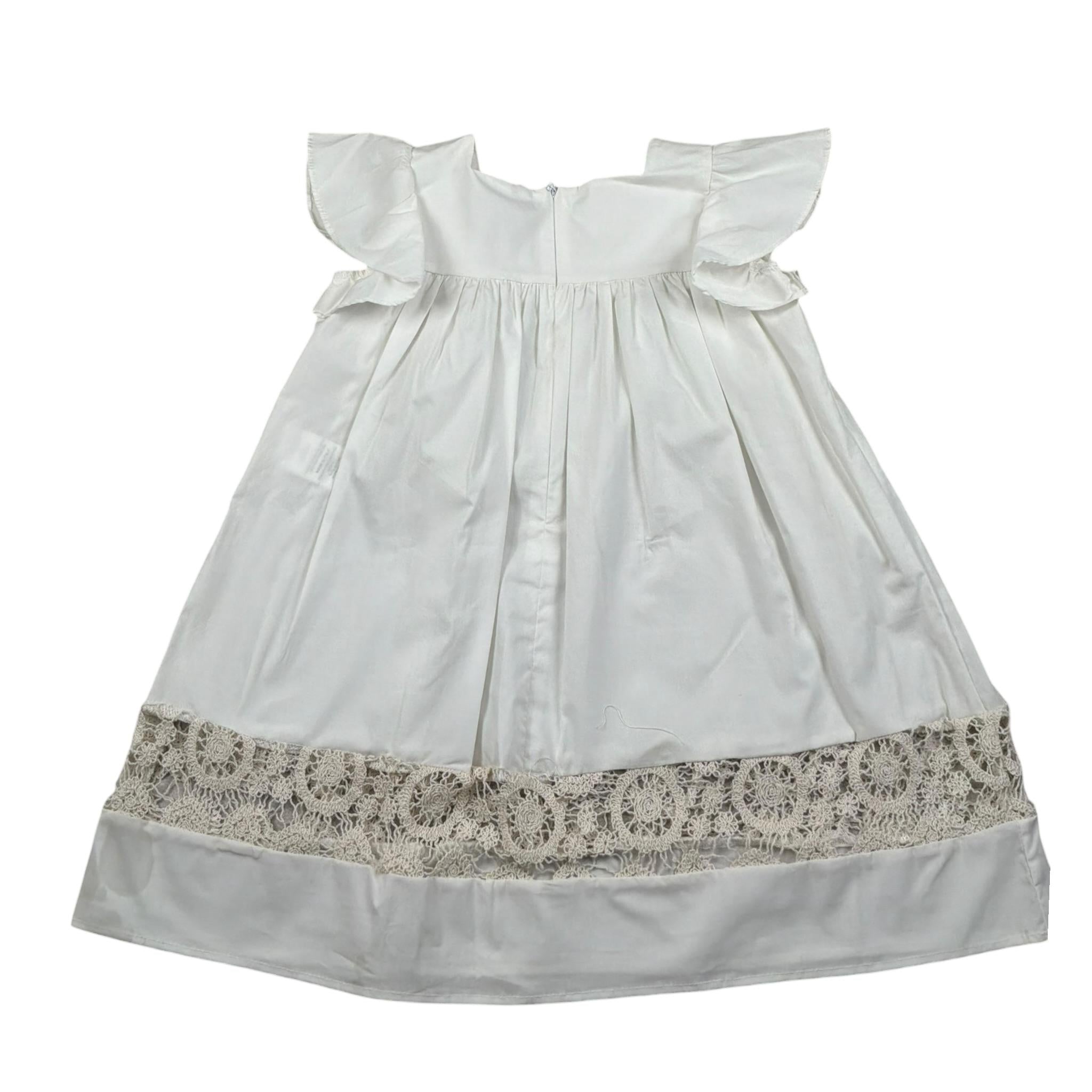 Nanan Abito Mezza Manica Tinta Unita con Ricami per Bambina E2352236B PANNA NANAN 