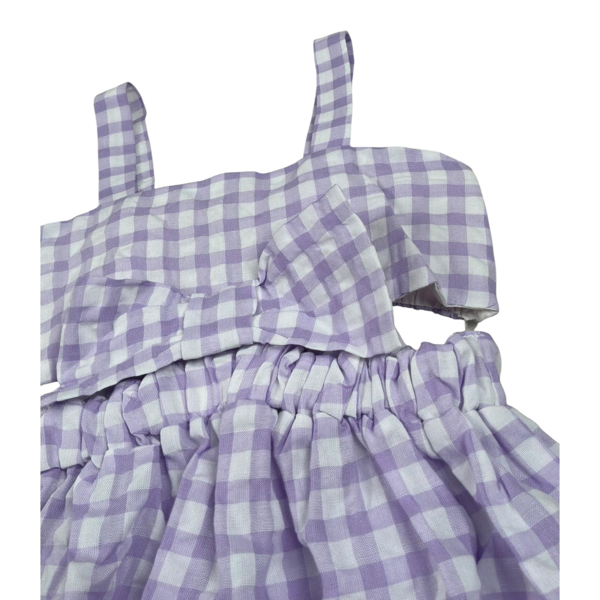 Magil Abito Bicolore con Fantasia A Quadri per Bambina HN20118 BIANCO/LILLA MAGIL 