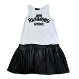 John Richmond Abito Giromanica Tinta Unita Bicolore per Bambina RGP26061VE BIANCO/NERO JOHN RICHMOND 