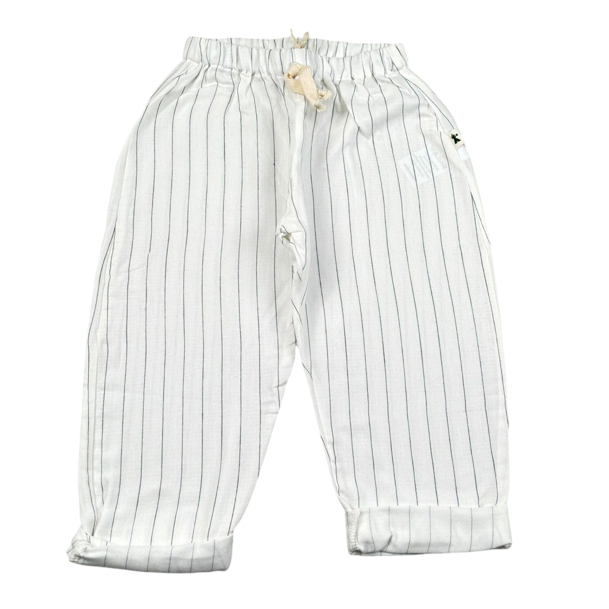 Petit Indi Pantalone Tinta Unita con Fantasia A Righe per Neonato SS25BK8225X BIANCO PETIT INDI 
