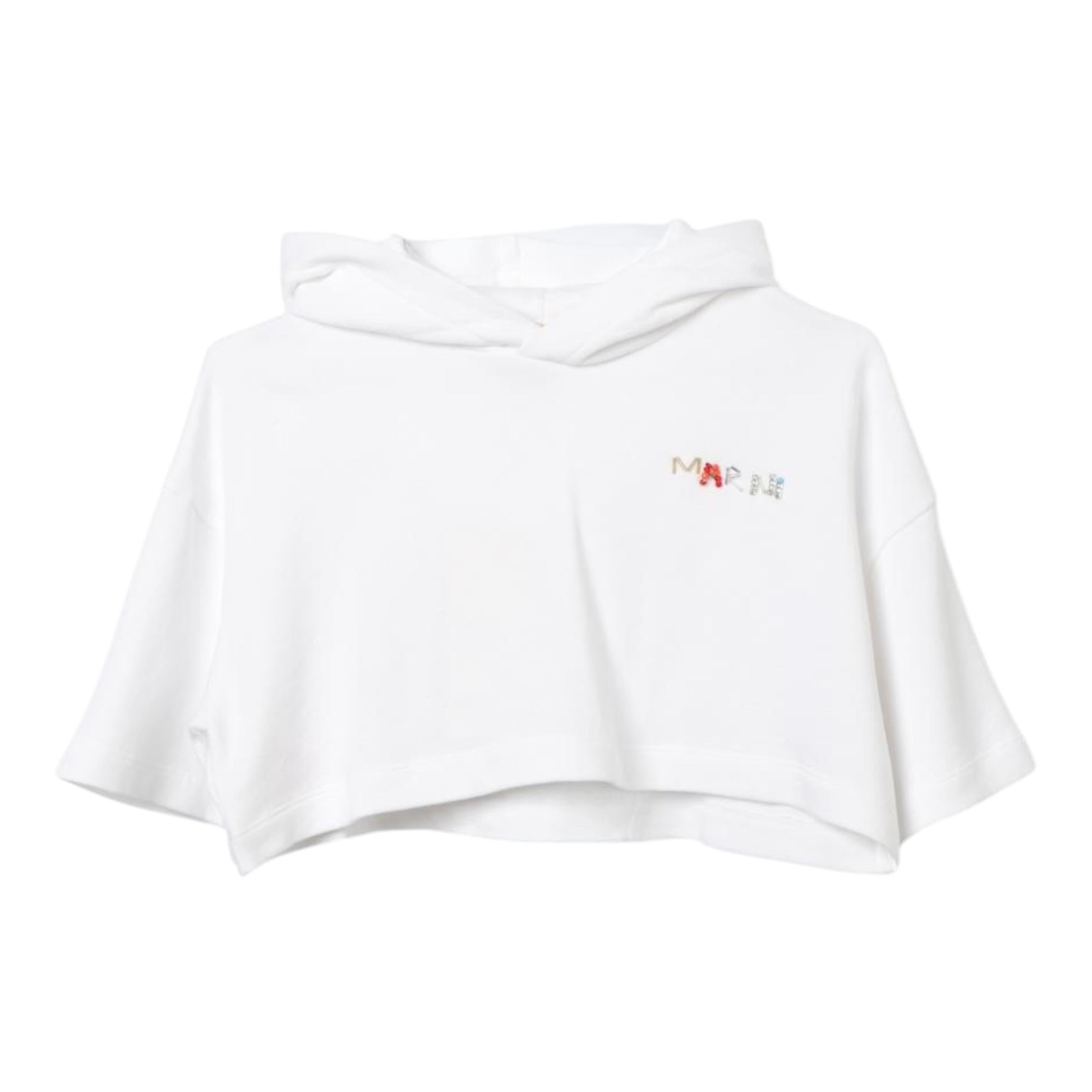 MARNI felpa tinta unita con cappuccio e stampa Bianco per Bambina M01040 BIANCO MARNI 