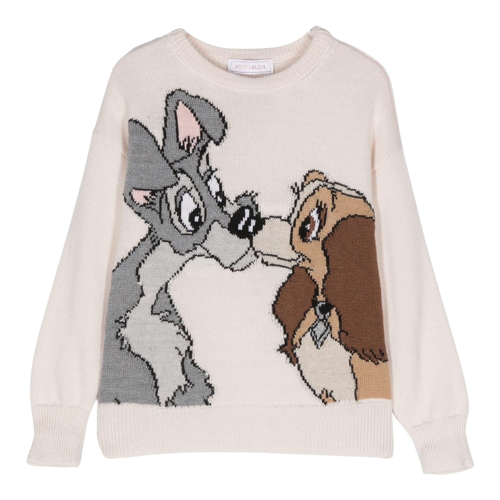 MONNALISA maglia girocollo tinta unita con stampa Beige per Bambina 19D615 BEIGE MONNALISA 