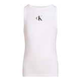 Calvin Klein Canotta Tinta Unita con Logo per Bambina IG0IG02435X BIANCO CALVIN KLEIN 