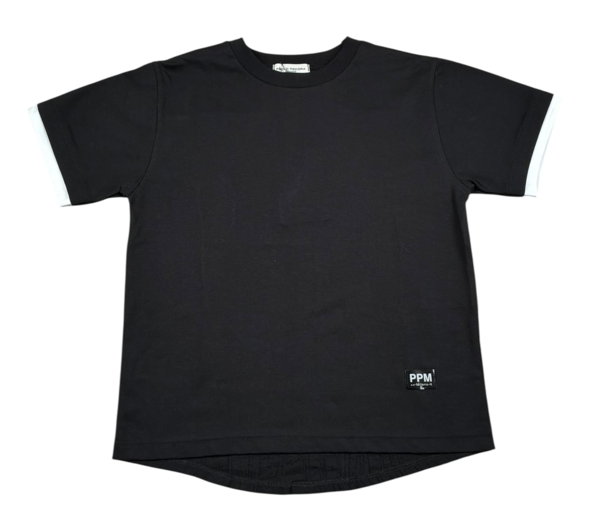 Paolo Pecora T-Shirt Girocollo Tinta Unita con Stampa per Bambino PP4354 NERO PAOLO PECORA 
