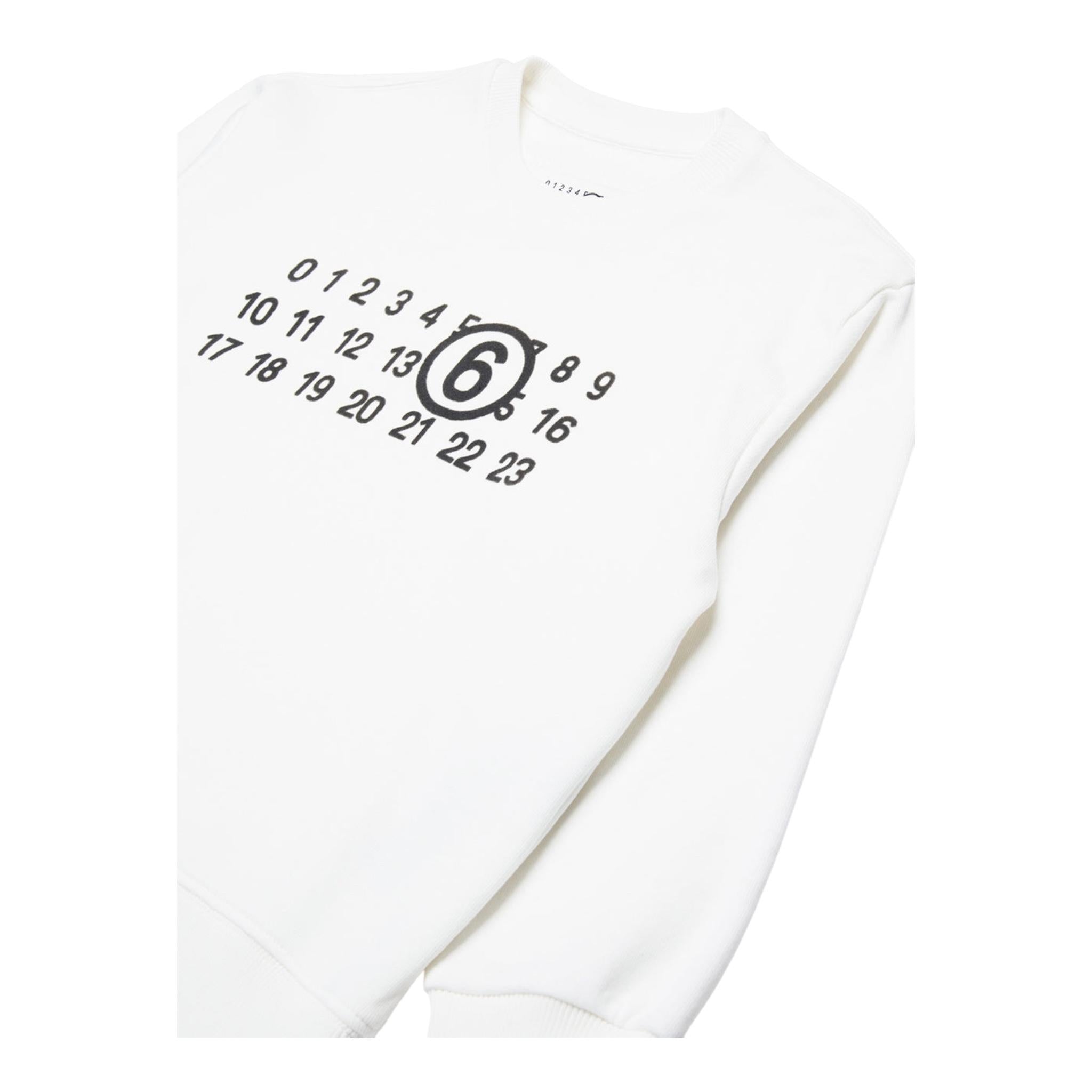 MAISON MARGIELA felpa girocollo tinta unita con stampa Bianco per Bambino M60681 BIANCO MAISON MARGIELA 