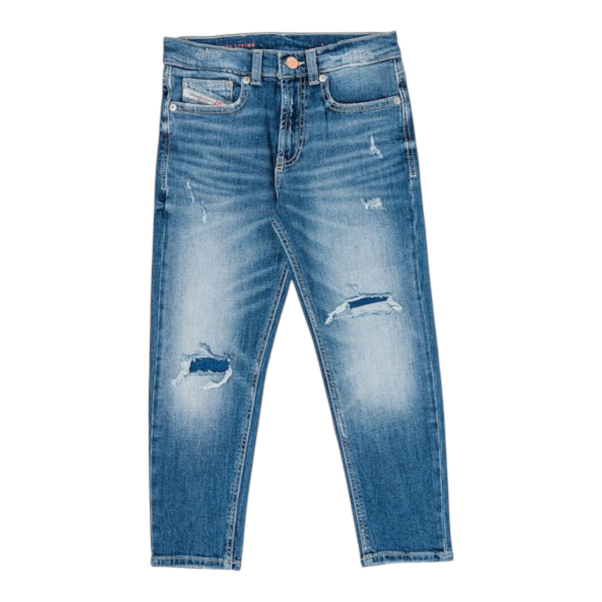 Diesel Jeans tinta unita con Girovita Regolabile Azzurro per Bambino J00981 AZZURRO DIESEL 