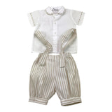Colibri Completo 2 Pezzi Salopette-Camicia Fantasia A Righe Bicolore per Neonato 2CCTCP2B BIANCO/BEIGE COLIBRI 
