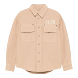 DSQUARED2 camicia manica lunga tinta unita con logo Beige per Bambino DQ2670 BEIGE DSQUARED2 