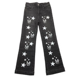 MARC ELLIS jeans tinta unita modello zampa con stampa Nero per Bambina JMJPT15468 NERO MARC ELLIS 