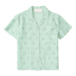 Saint Barth Camicia Mezza Manica Tinta Unita In Pizzo Sangallo per Bambina EVL0001 VERDE ACQUA SAINT BARTH 