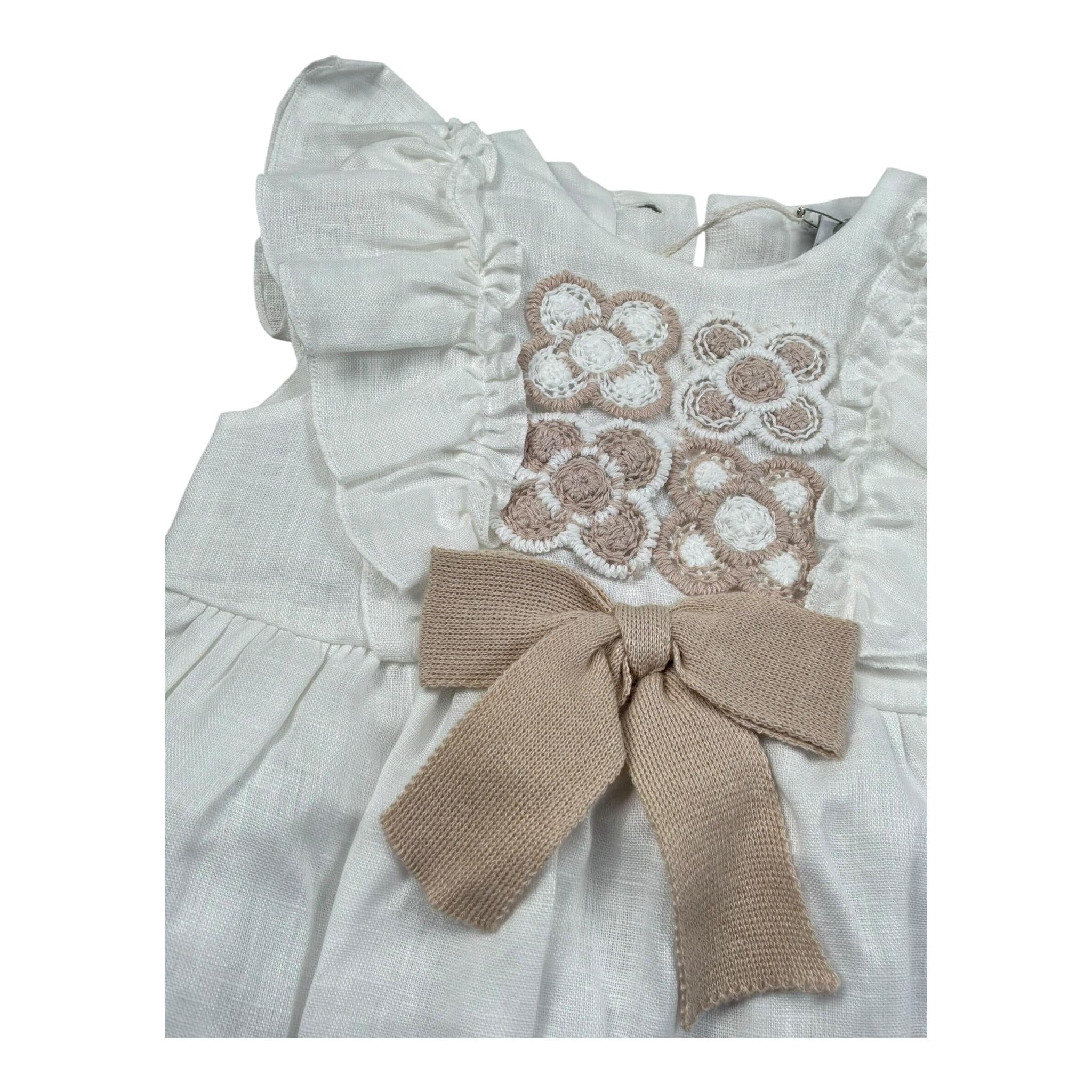 Marlu' Pagliaccetto Mezza Manica Tinta Unita con Ricami per Neonata EB2923 BIANCO MARLU' 