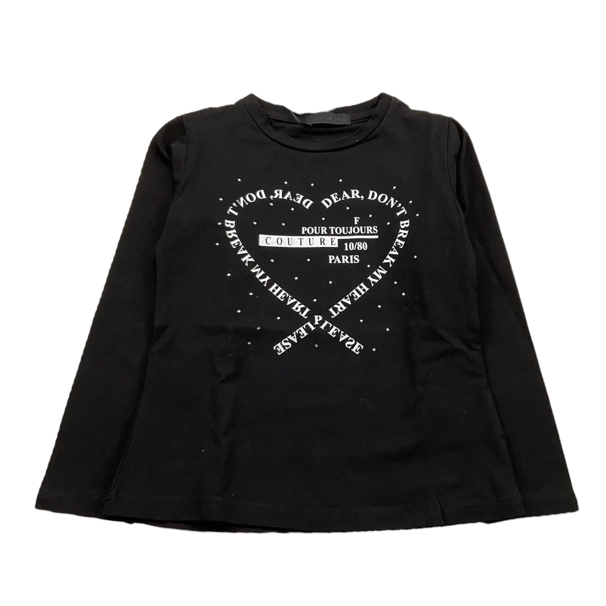 FUN & FUN shirt girocollo tinta unita con stampe in contrasto Nero per Neonata FNBTS12589X NERO FUN & FUN 