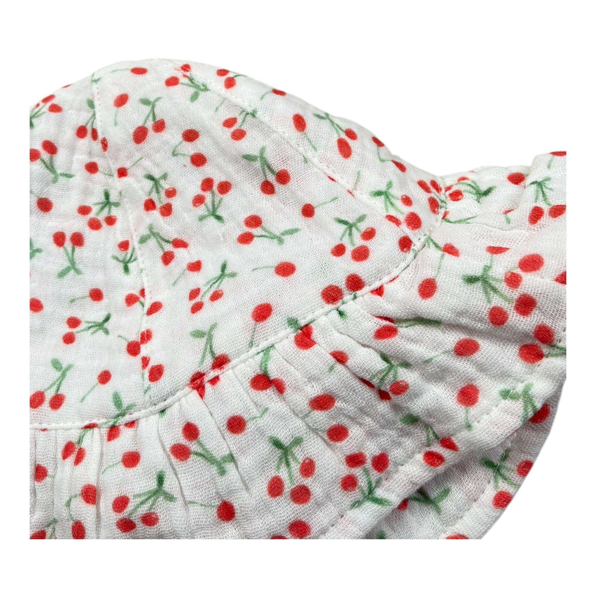 Petit Indi Cappello Tinta Unita con Fantasia Ciliege per Neonata SS25A9010 BIANCO PETIT INDI 