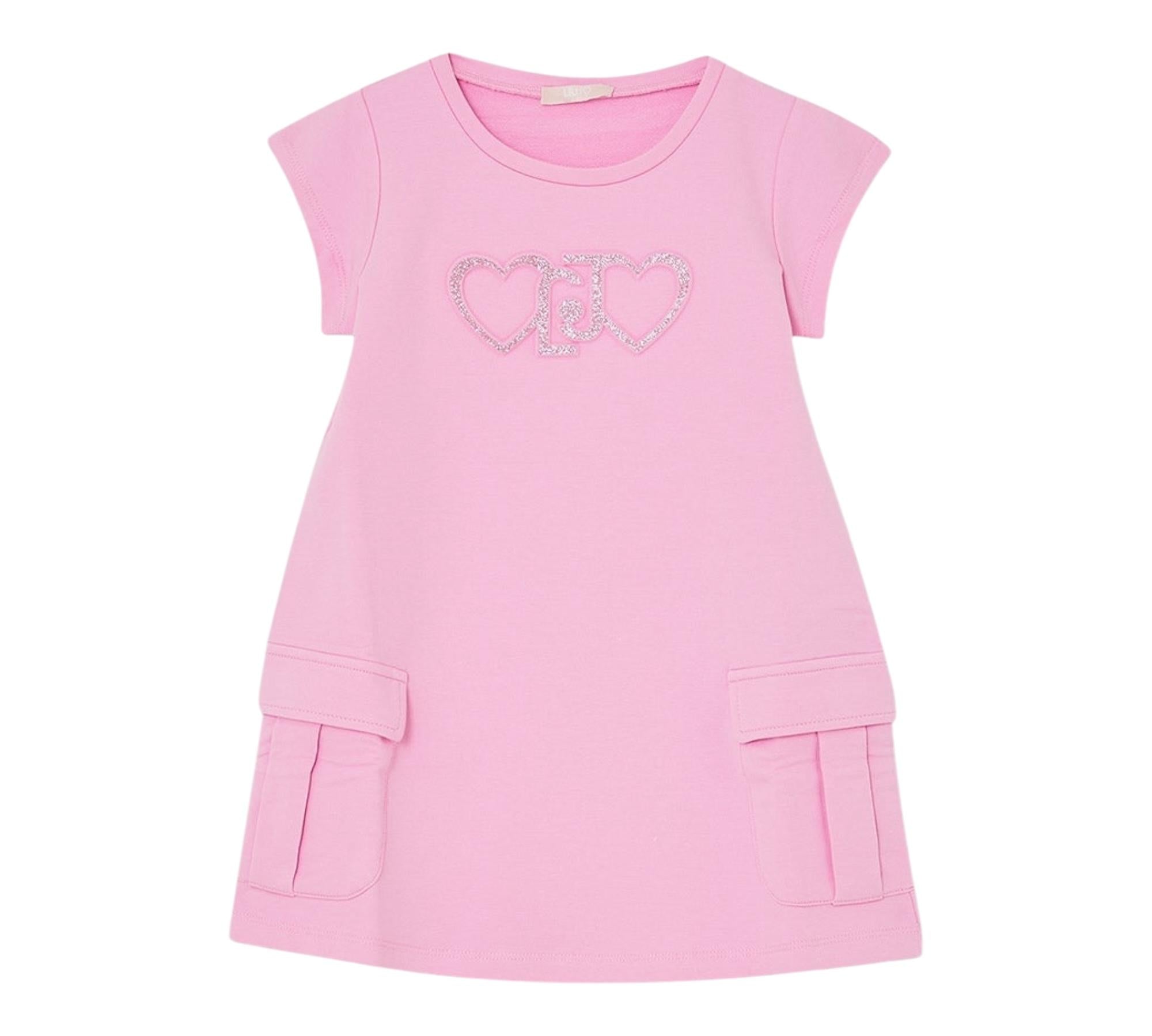 Liu Jo Abito Girocollo Tinta Unita con Logo per Neonata KA5014 ROSA LIU JO 