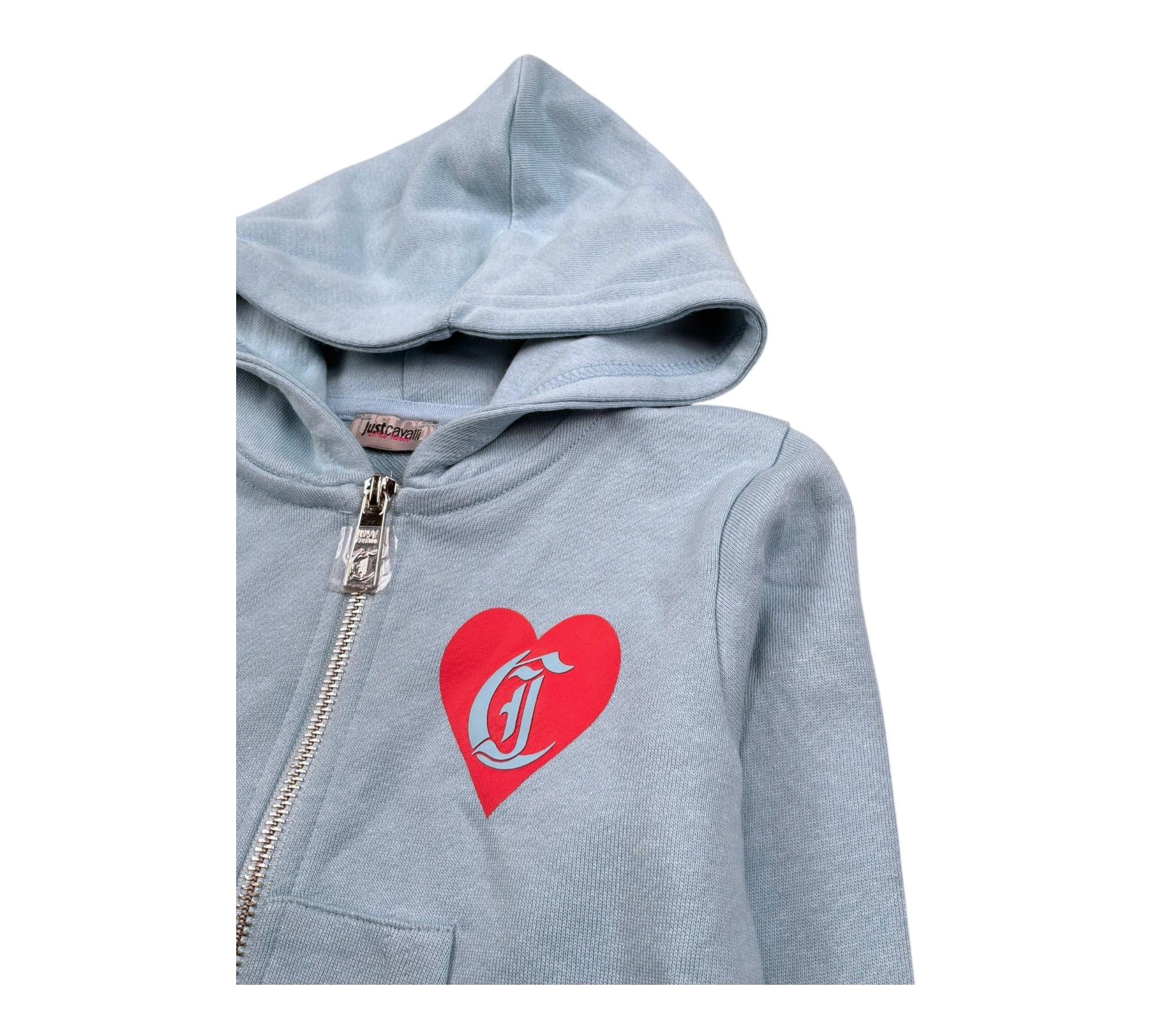 Just Cavalli Felpa con Zip E Cappuccio Tinta Unita per Neonata JIP26031FE AZZURRO JUST CAVALLI 