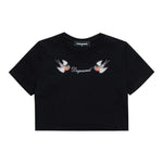 Dsquared2 T-Shirt Girocollo Tinta Unita con Logo per Bambina DQ2729 NERO DSQUARED2 