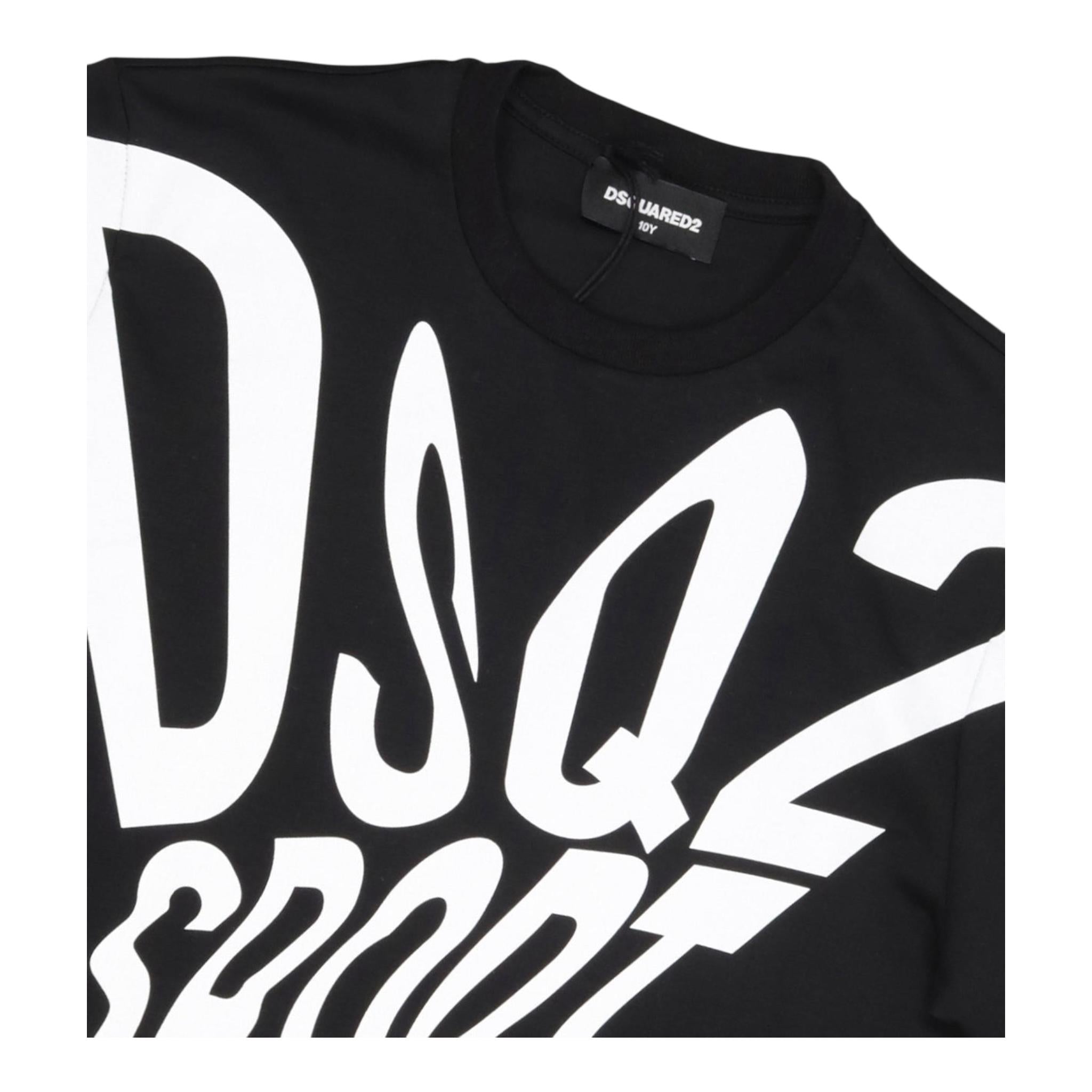 DSQUARED2 t-shirt girocollo stampa fantasia Nero per Bambino DQ2525X NERO DSQUARED2 