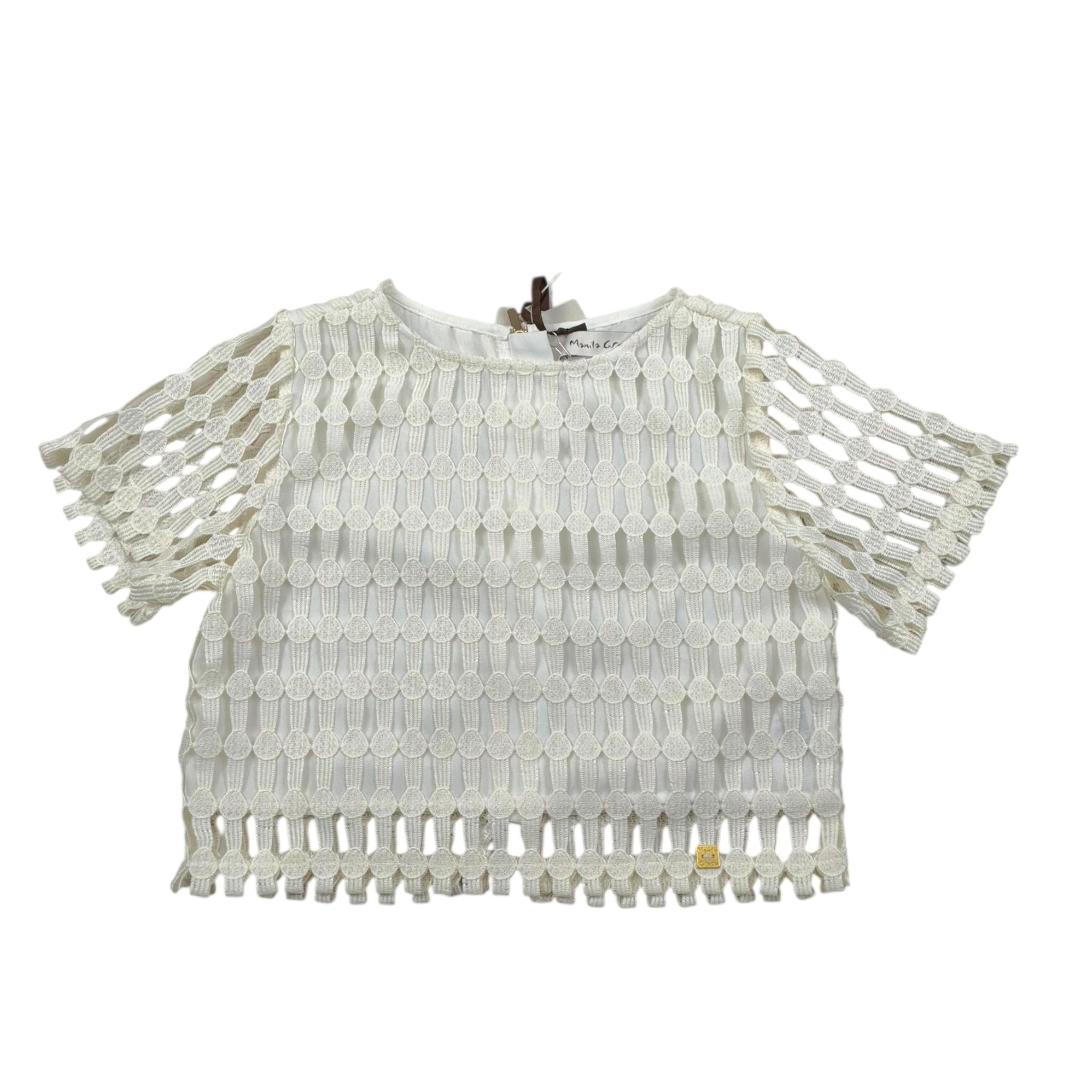 Manila Grace Top Tinta Unita Traforato per Bambina 238TMJS25 PANNA MANILA GRACE 