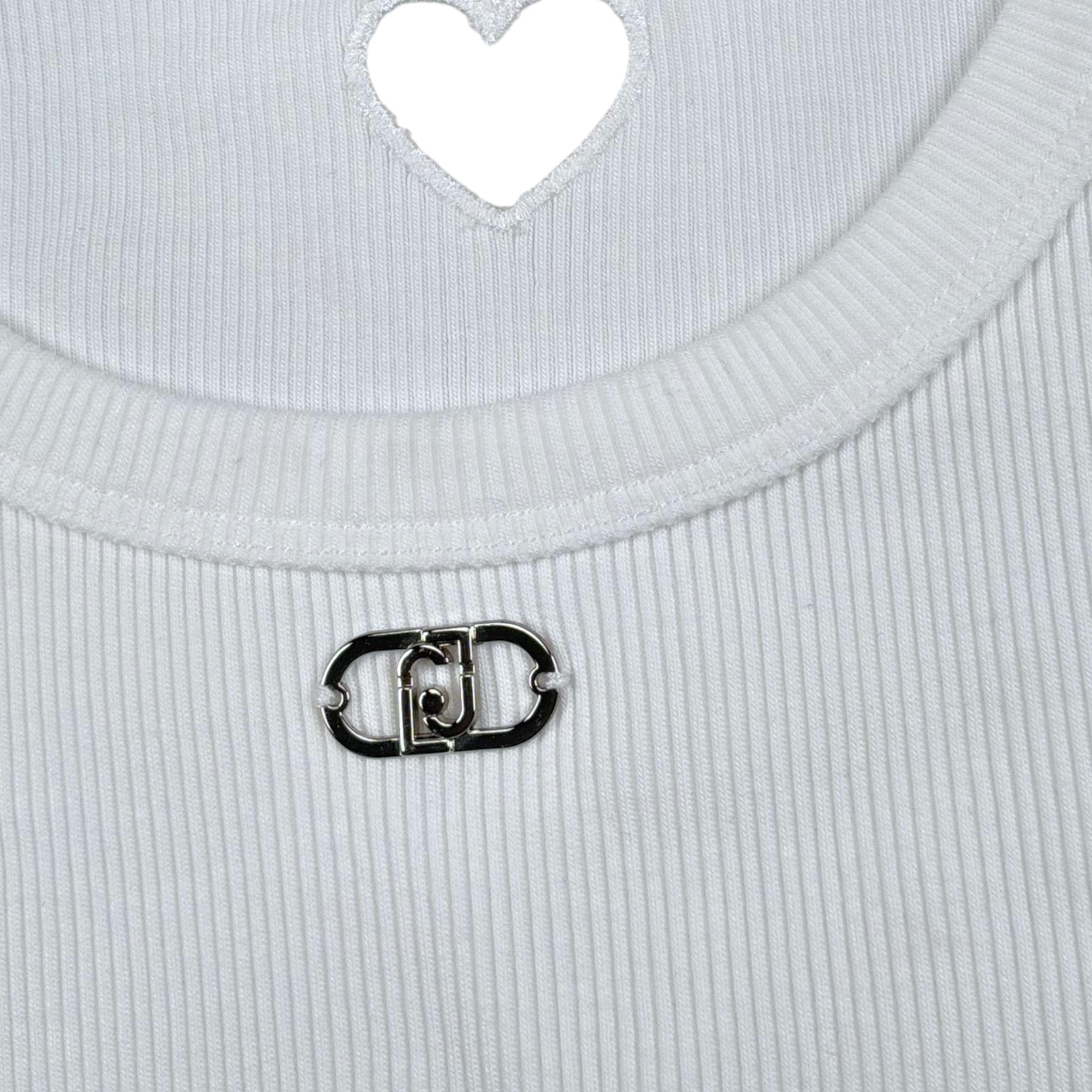 Liu Jo Canotta Tinta Unita con Traforo A Forma di Cuore per Bambina GA5199XXX BIANCO LIU JO 