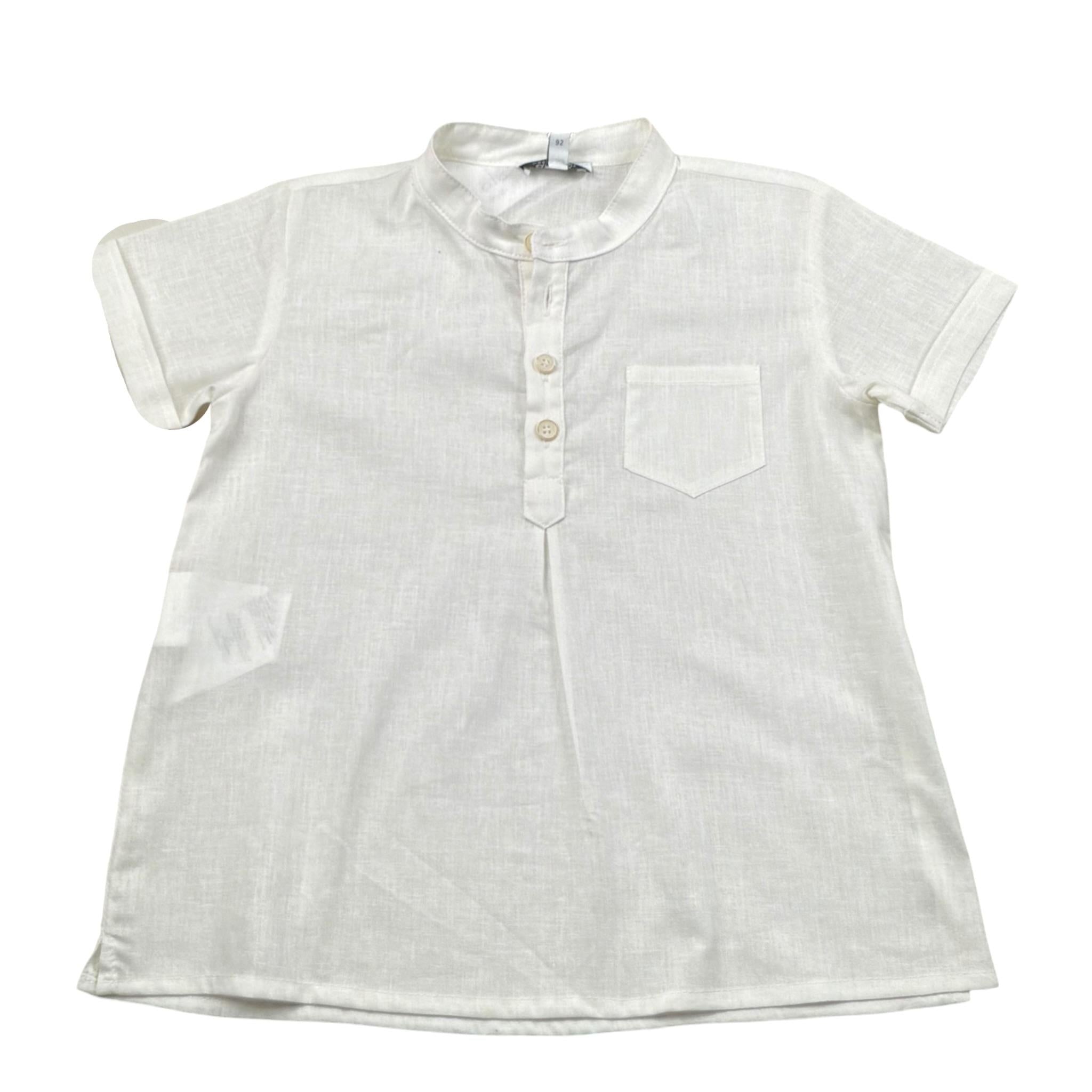 Aletta Camicia Mezza Manica Tinta Unita per Neonato R22754 PANNA ALETTA 