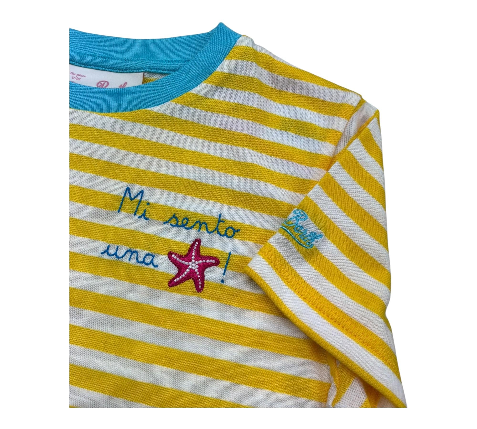 Saint Barth T-Shirt Girocollo Fantasia A Righe per Bambina ELLY006 GIALLO SAINT BARTH 