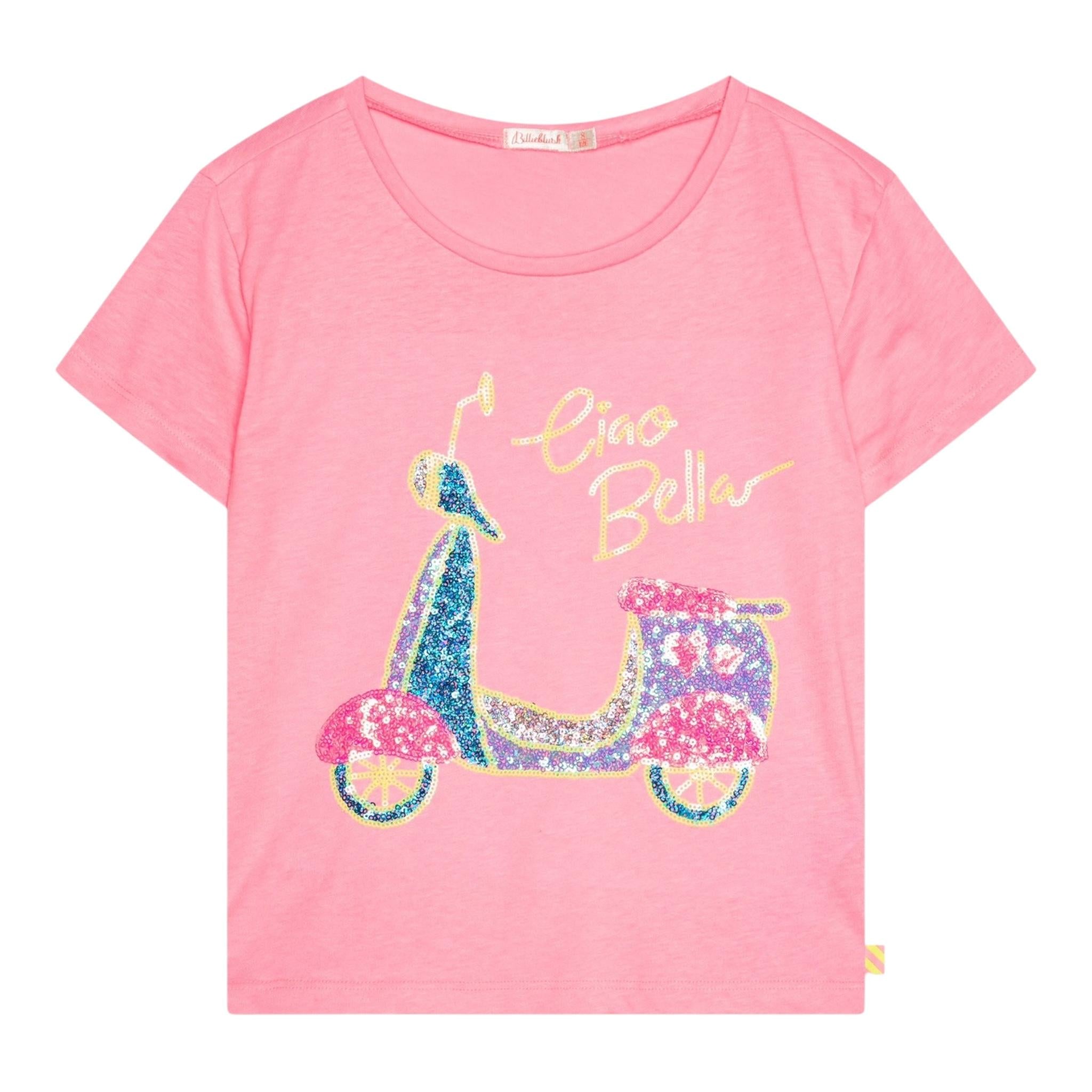 Billieblush T-Shirt Tinta Unita con Stampa Paillettes per Bambina U20950 ROSA BillIEBLUSH 