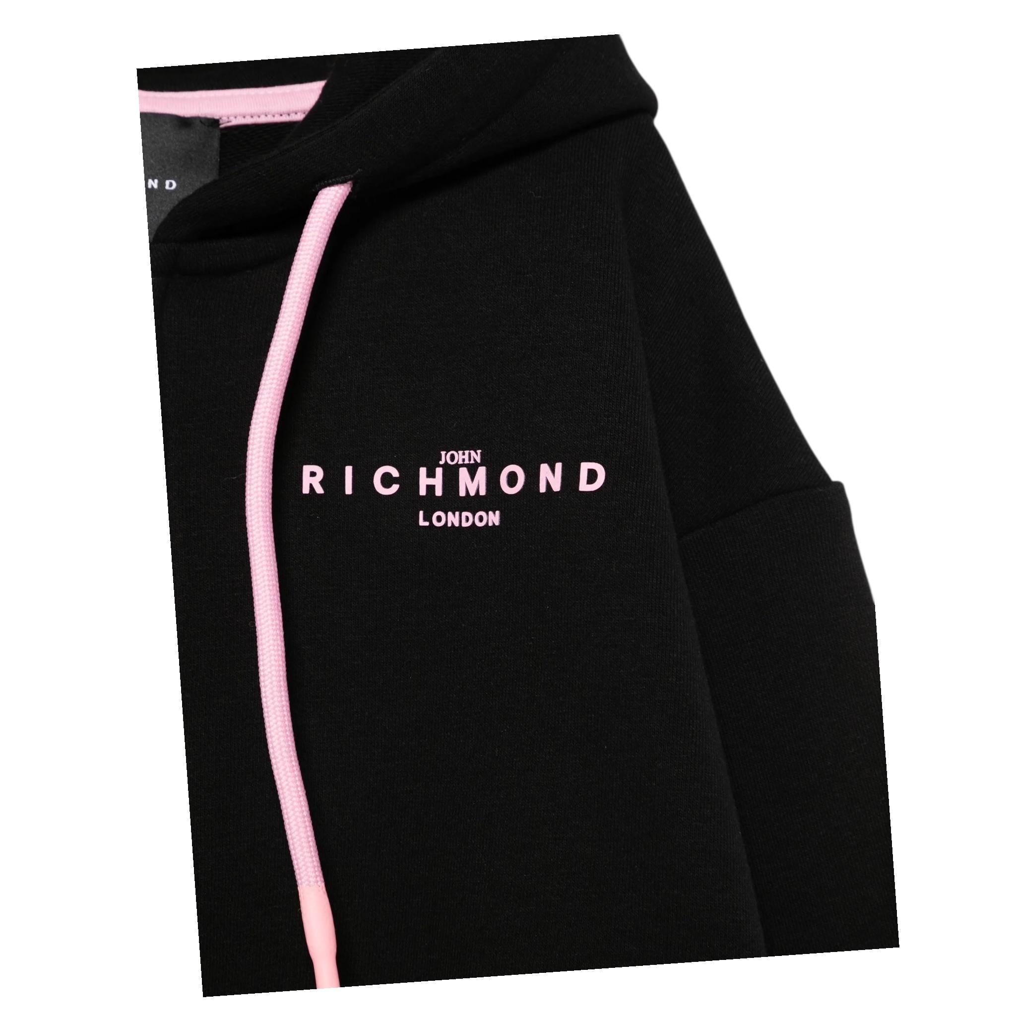 John Richmond Felpa con Zip E Cappuccio Tinta Unita con Stampa per Bambina RGP25001FE NERO JOHN RICHMOND 