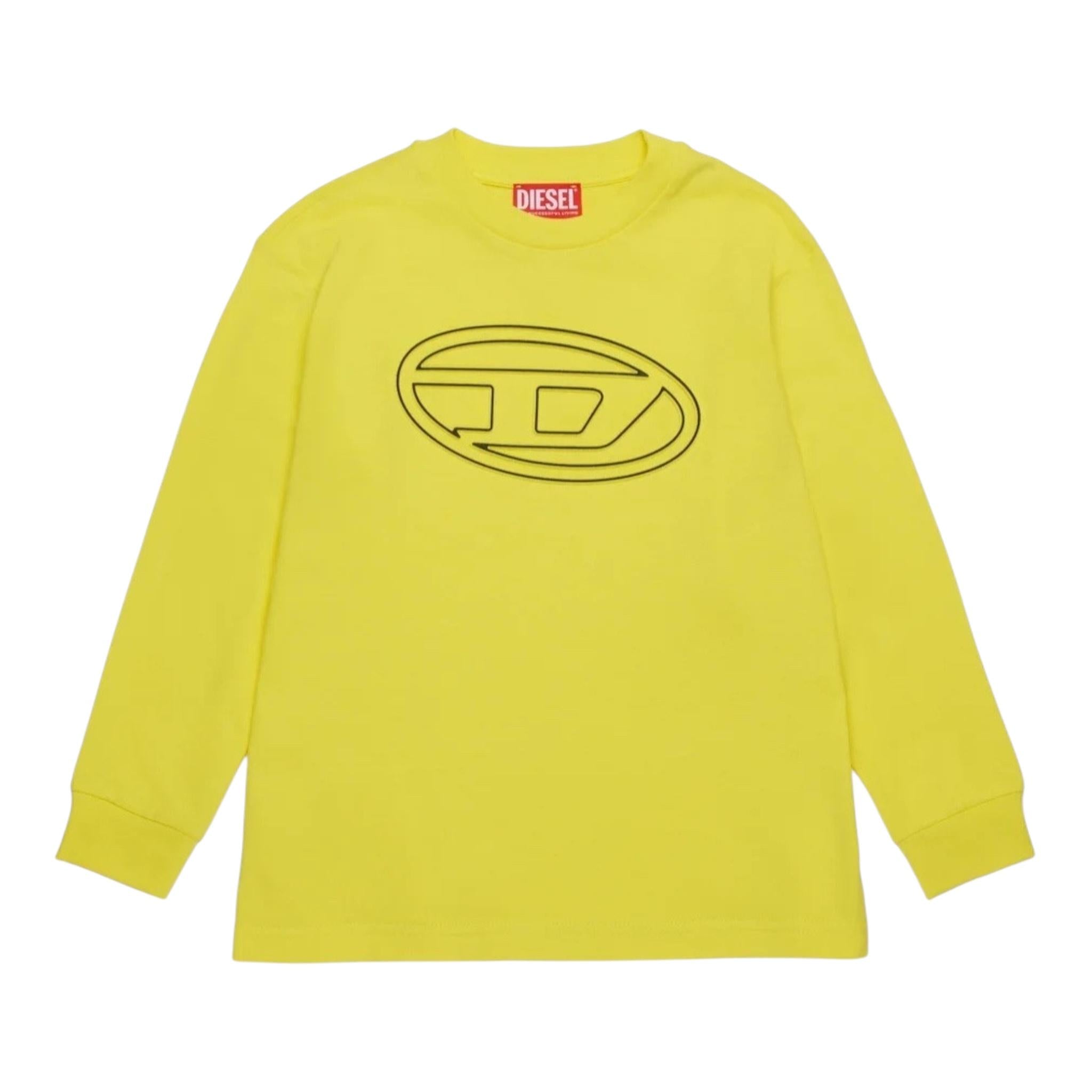 DIESEL shirt girocollo tinta unita con logo Giallo per Bambino J02016X GIALLO DIESEL 