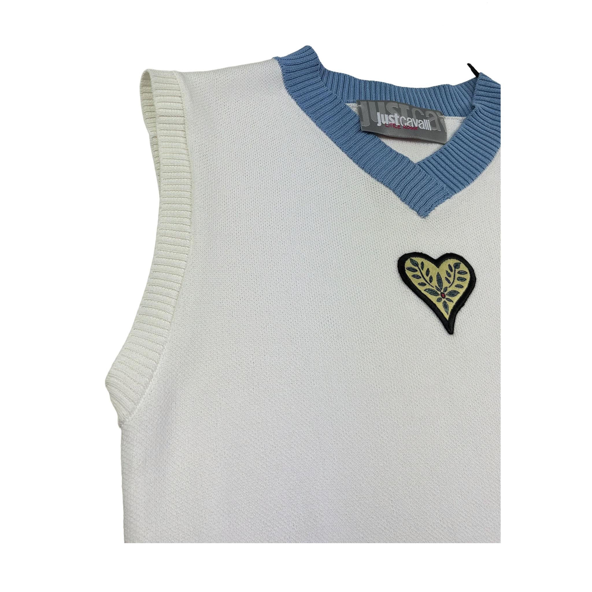 Just Cavalli Abito Giromanica Tinta Unita con Girocollo In Contrasto per Bambina JGP26109VE BIANCO JUST CAVALLI 