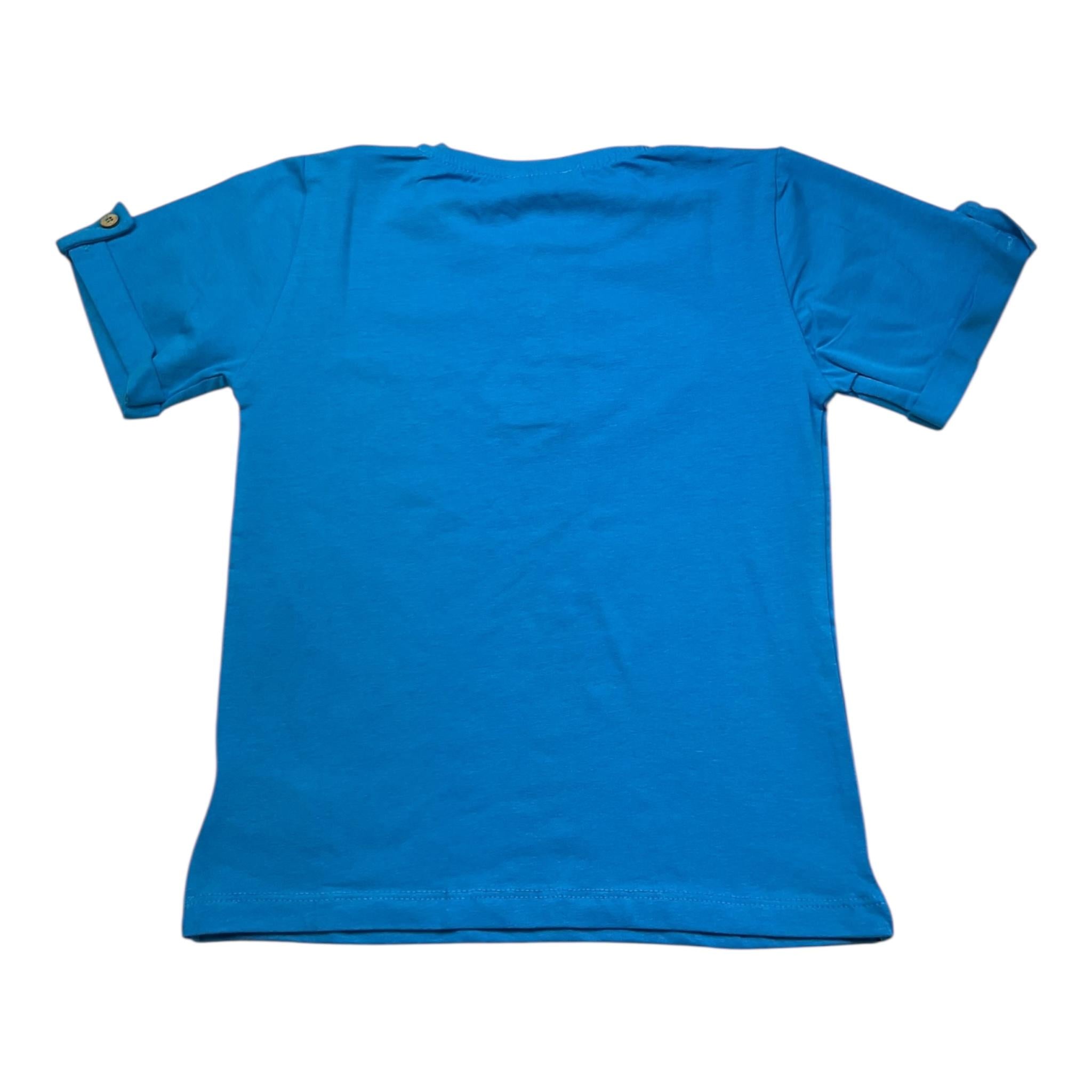 Never Too T-Shirt Girocollo Tinta Unita con Bottoni per Bambino NT1573R COBALTO NEVER TOO 