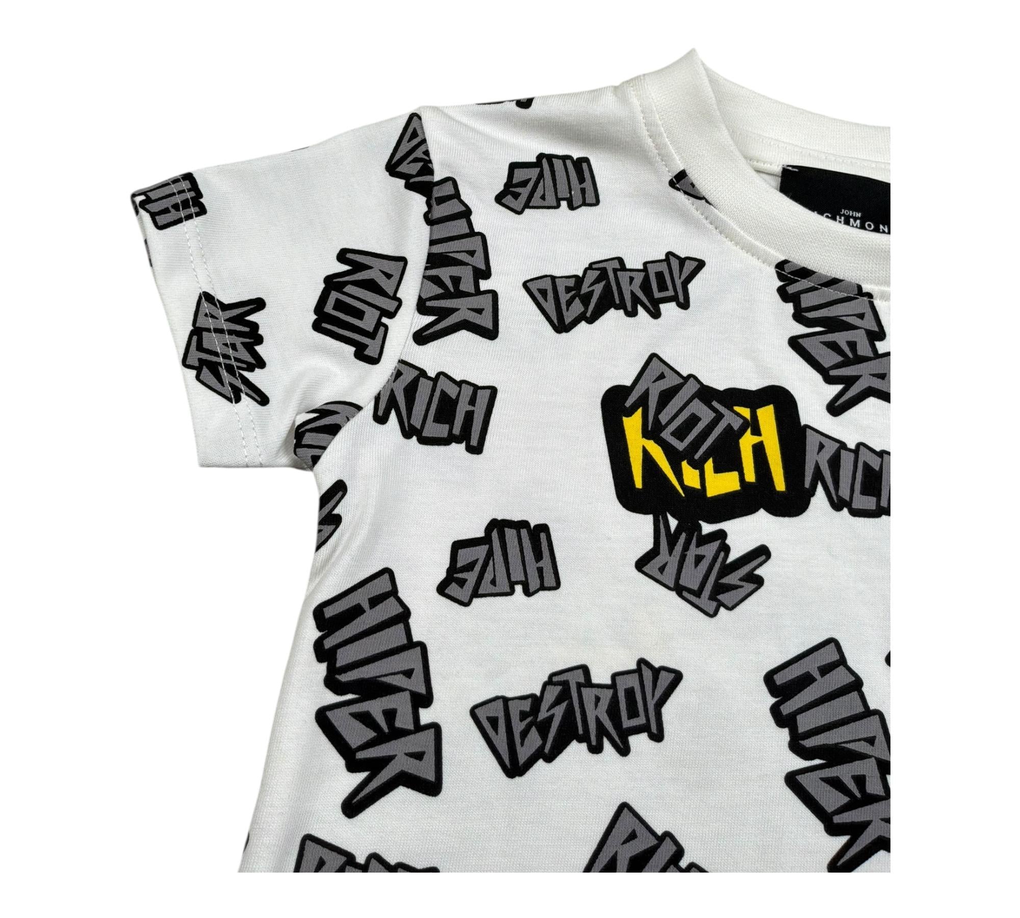 John Richmond T-Shirt Girocollo Tinta Unita con Stampe per Neonato RIP26114TS BIANCO JOHN RICHMOND 