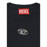 Diesel T-Shirt Girocollo Tinta Unita con Logo per Bambina J02022XX NERO DIESEL 
