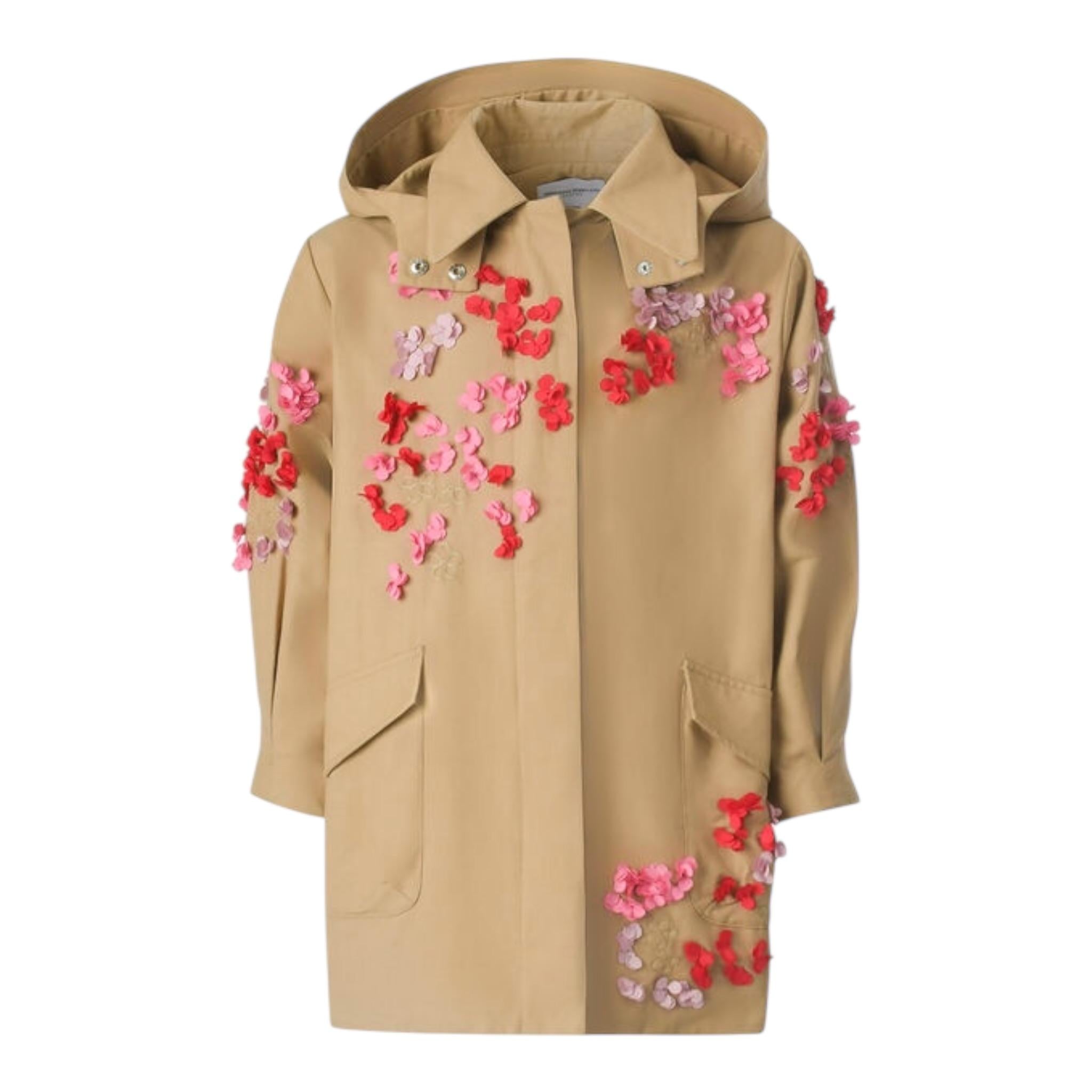 Ermanno Scervino Trench Tinta Unita con Cappuccio E Applicazioni per Bambina SFGB027 BEIGE ERMANNO SCERVINO 