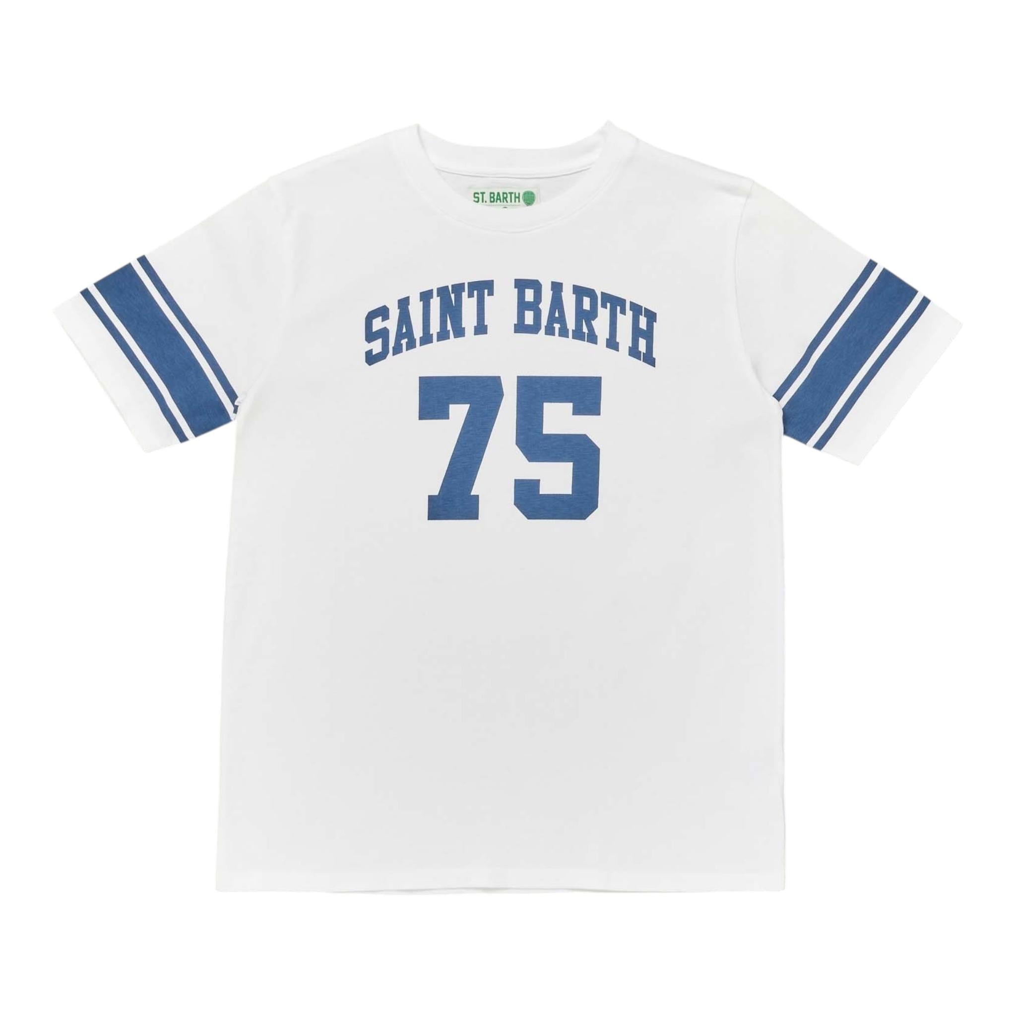Saint Barth T-Shirt Girocollo Tinta Unita con Stampa per Bambino TSH0001 BIANCO SAINT BARTH 