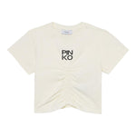 Pinko T-Shirt Girocollo Tinta Unita con Logo per Bambina KFTS007 PANNA PINKO 