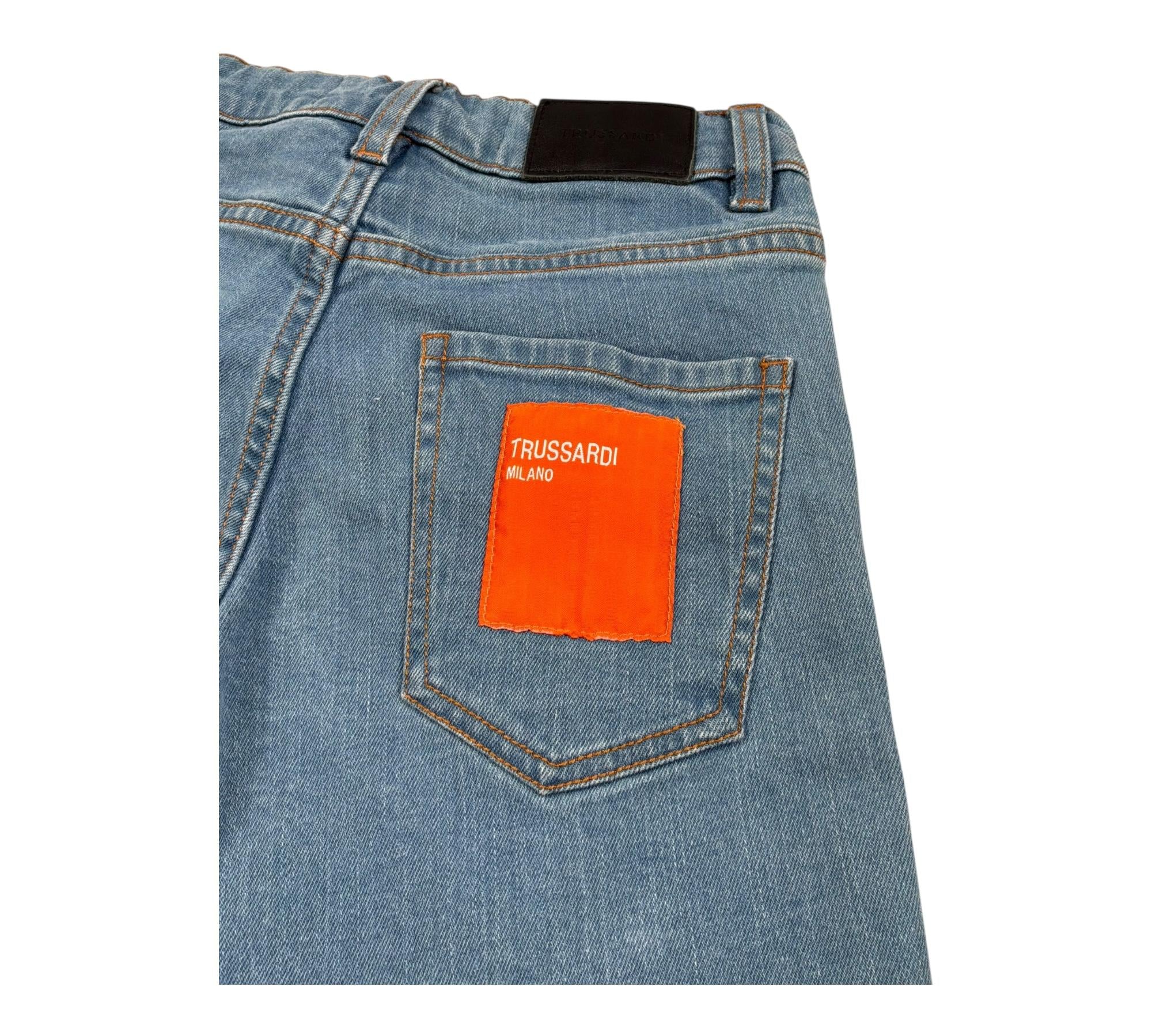 Trussardi Bermuda In Denim Tinta Unita con Logo per Bambino TBP26092BE AZZURRO TRUSSARDI 