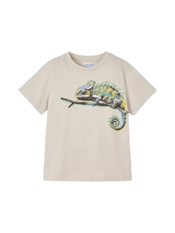 Mayoral T-Shirt Girocollo Tinta Unita con Stampa per Bambino 30455 BEIGE MAYORAL 