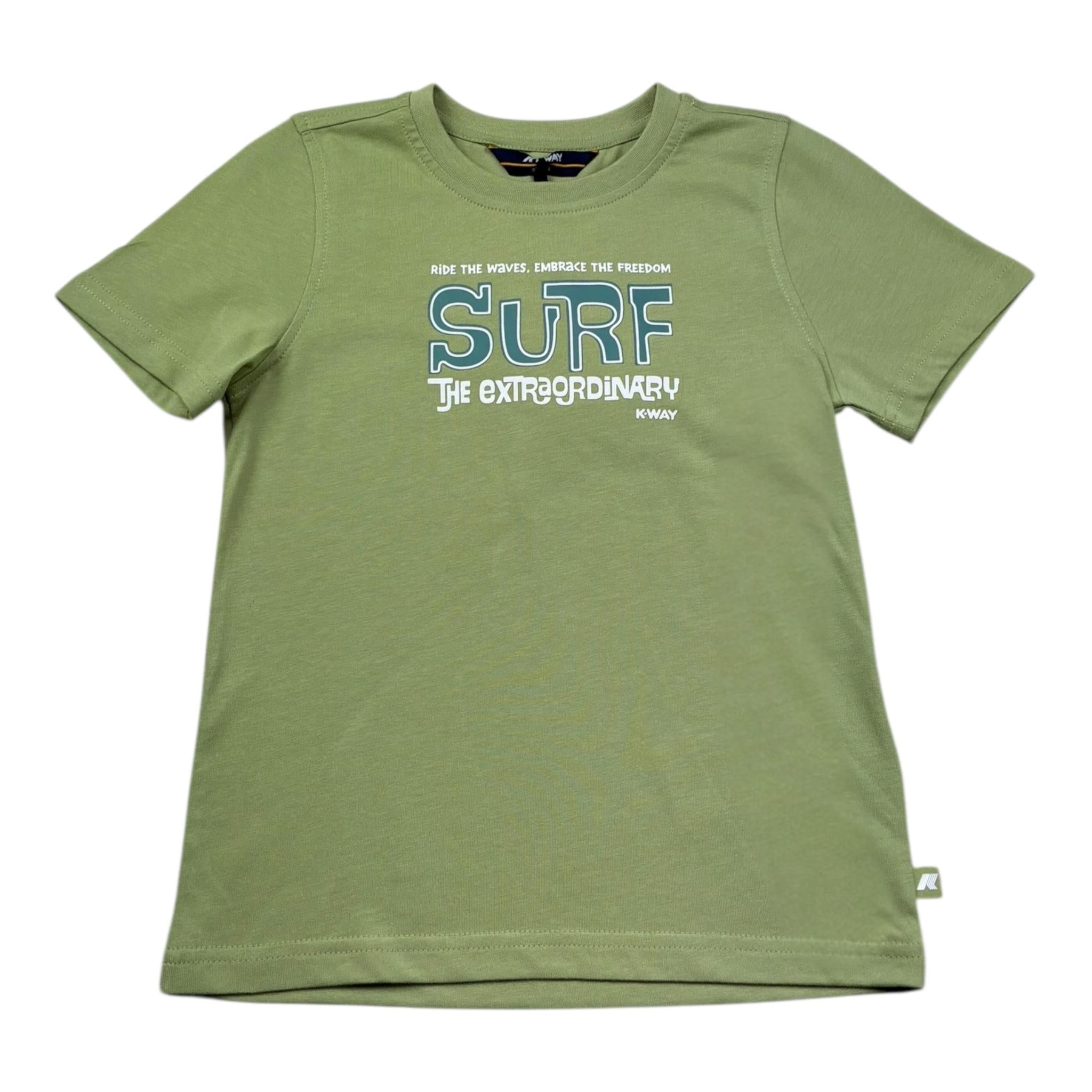 K-Way T-Shirt Girocollo Tinta Unita con Stampa per Bambino K11711W VERDE K-WAY 