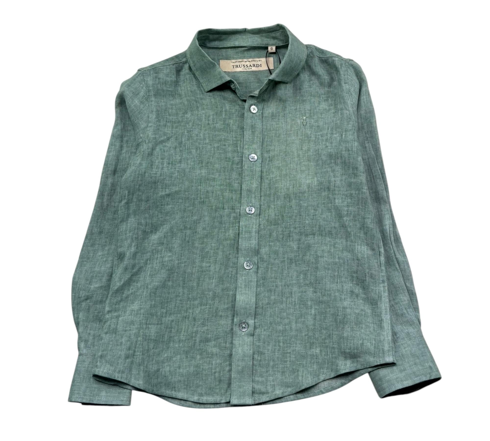 Trussardi Camicia Manica Lunga Tinta Unita per Bambino TBP26129CA VERDE TRUSSARDI 