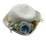 Raffaella Cappello Paglia Tinta Unita con Applicazioni per Bambina CHICA BIANCO RAFFAELLA 