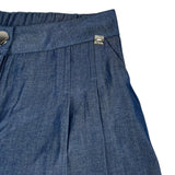 Manila Grace Pantalone Tinta Unita Modello Palazzo per Bambina MG2630 BLU MANILA GRACE 