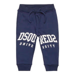 DSQUARED2 pantalone tuta tinta unita con logo Blu per Neonato DQ2498 BLU DSQUARED2 