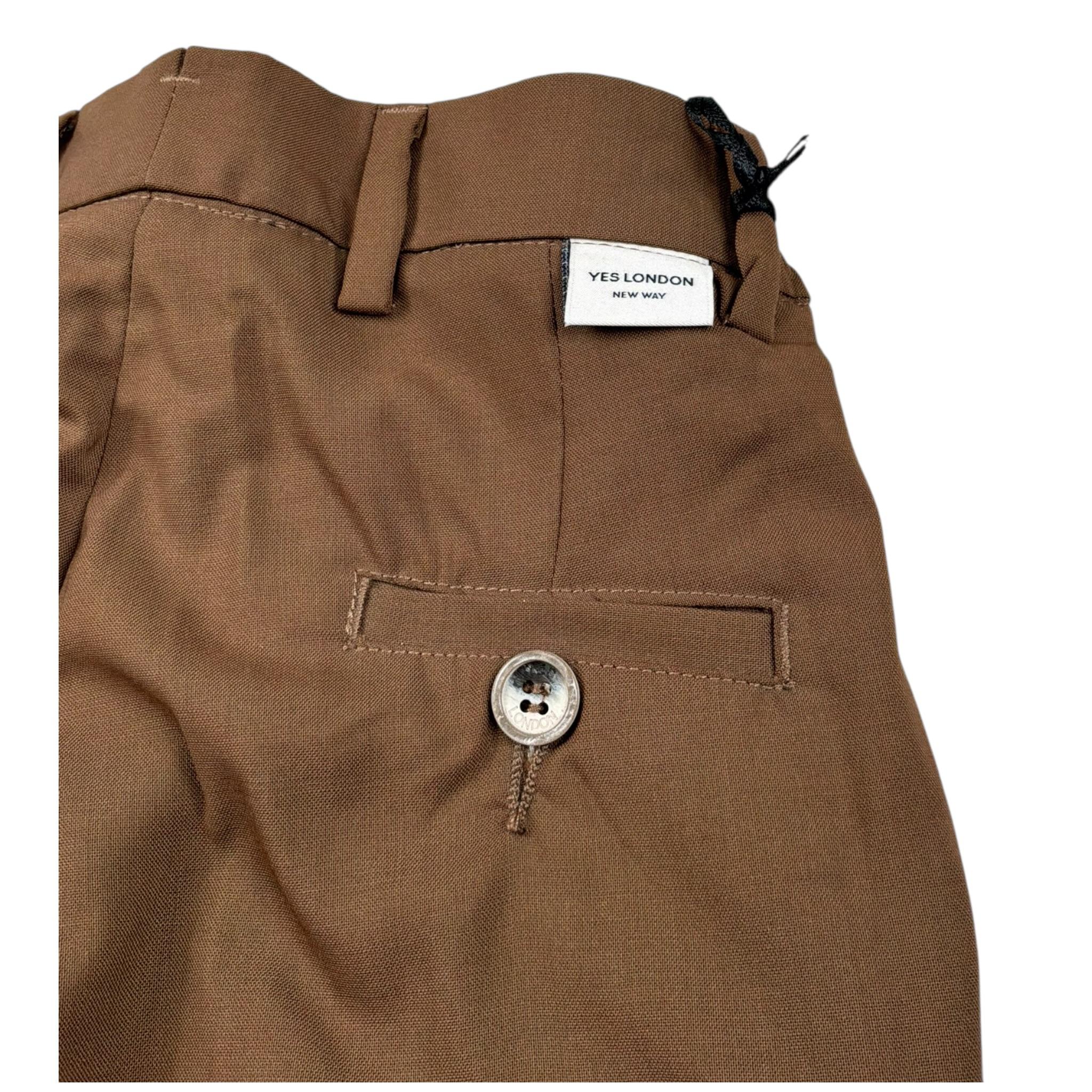 Yes London Pantalone Tinta Unita con Elastico In Vita per Neonato JR3035N MARRONE YES LONDON 