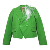 Kaos Giacca Tinta Unita con Applicazione per Bambina KS114 VERDE KAOS 