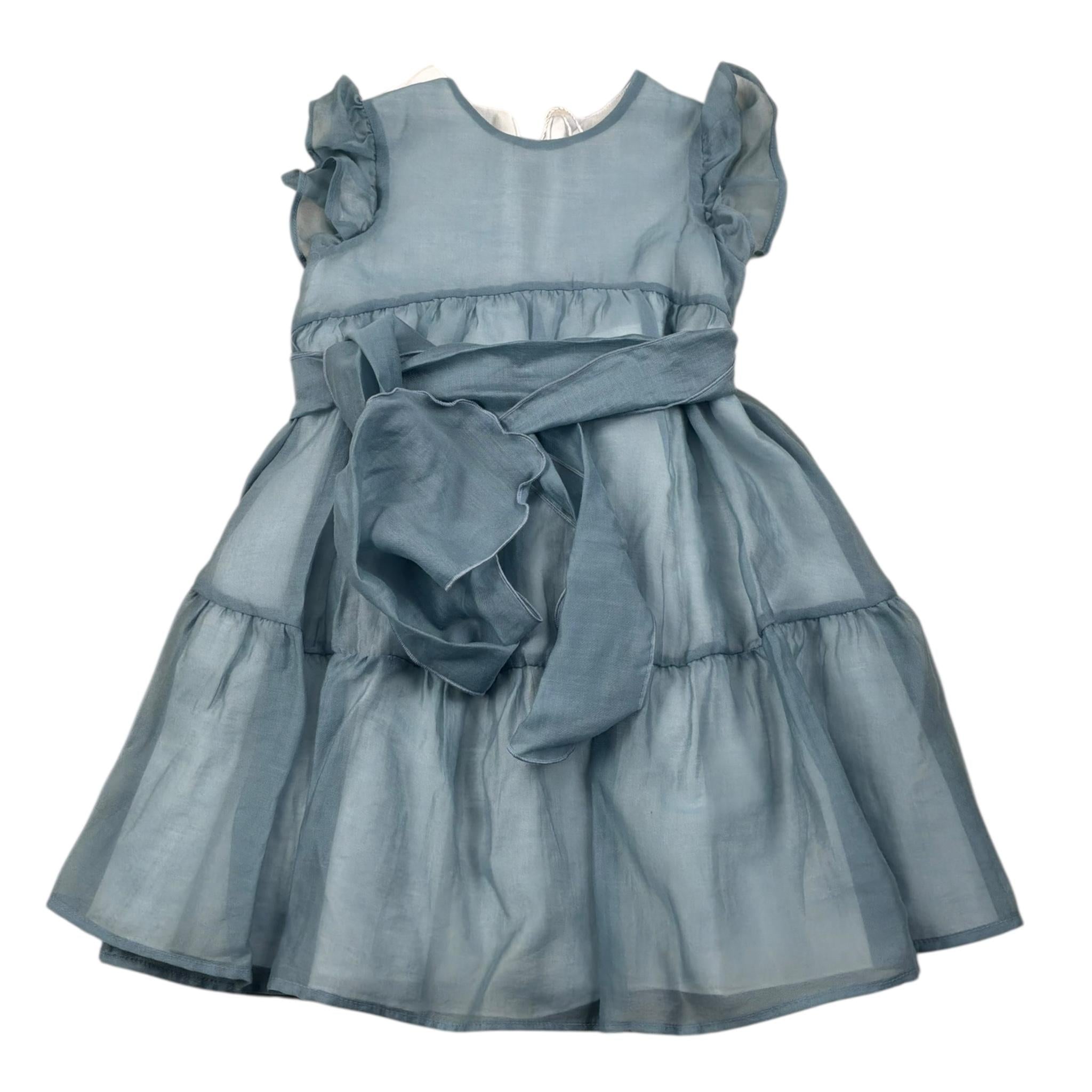 Barcellino Abito Giromanica Tinta Unita con Tulle per Neonata 120817X AZZURRO BARCELLINO 