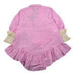 Coco' Et Mama' Abito Manica Lunga Tinta Unita con Polsini In Paglia per Bambina RHEA ROSA COCO' ET MAMA' 