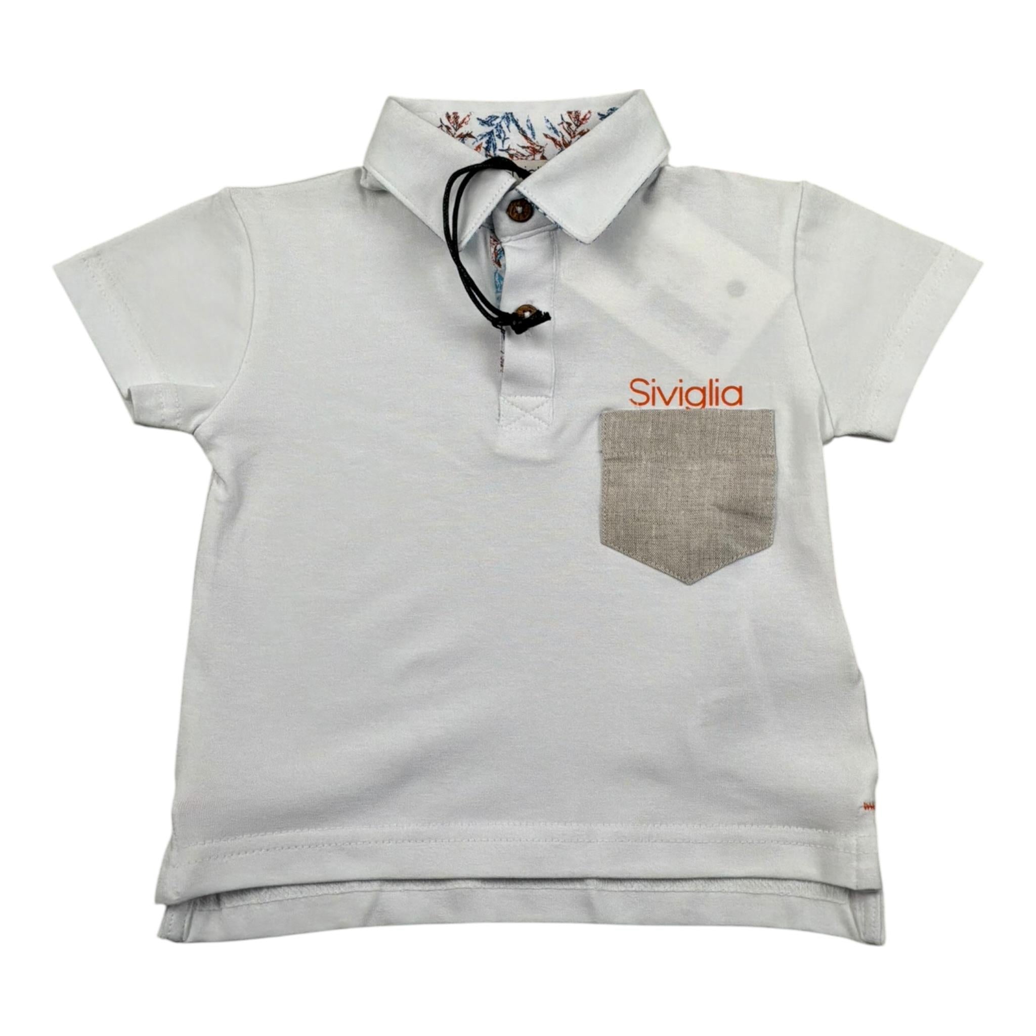 Siviglia Polo Mezza Manica Tinta Unita con Taschino per Bambino SVNTS17280J BIANCO SIVIGLIA 