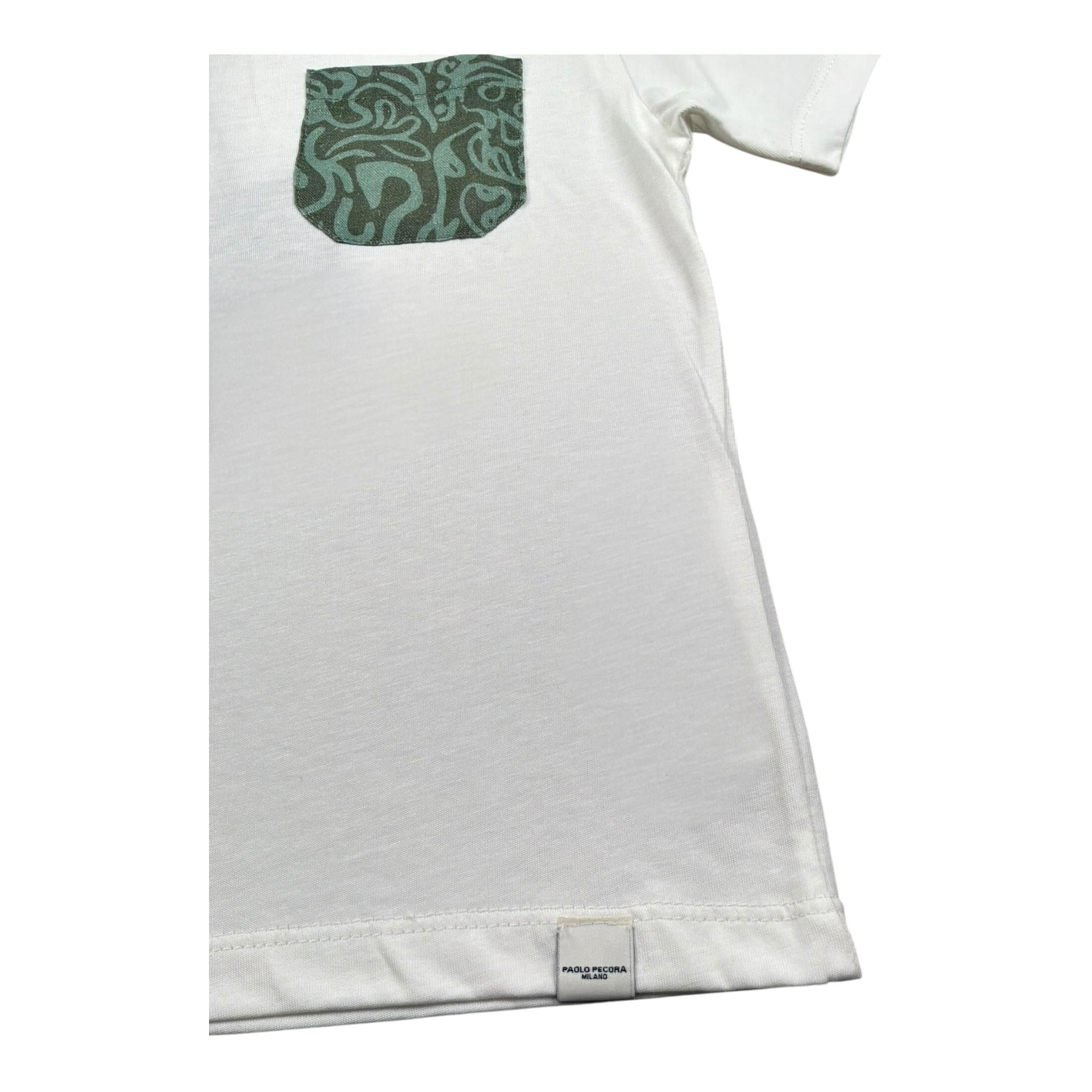 Paolo Pecora T-Shirt Girocollo Tinta Unita con Taschino per Bambino PP4055X BIANCO PAOLO PECORA 