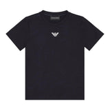Emporio Armani T-Shirt Girocollo Tinta Unita con Stemma Logo per Bambino EB000421 NERO EMPORIO ARMANI 